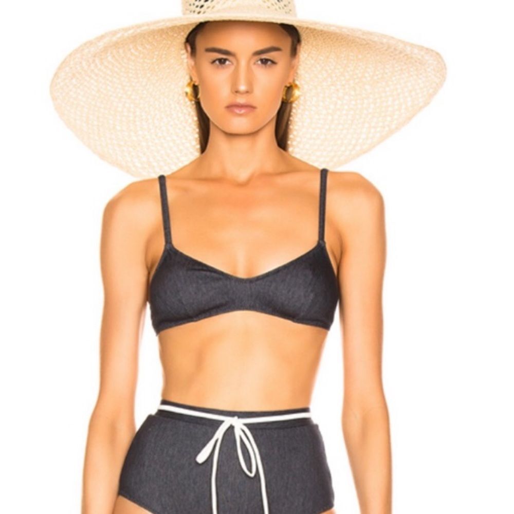 SOLID & STRIPED Cora Beach Bikini Swim Top in Denim Size XL NEW